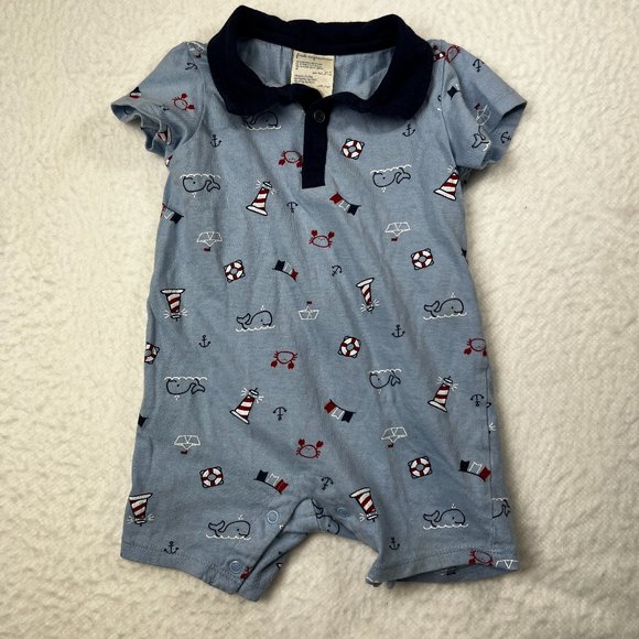 Infant Boy's First Impressions One Piece Romper Sz 18M. Nautical Whales Sailboat - Picture 1 of 4